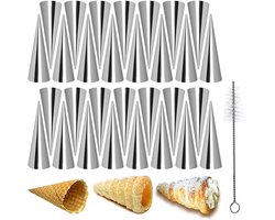 Hoorn mallen - 31 stuks - Croissantvormen - Roomhoornpennen - Ijshoorntjes - Ijshoorn mallen - Herbruikbaar - Ijshoorn vormpjes - Bakspullen - keukengerei - Met schoonmaakborstel