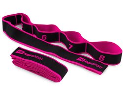 Hop-Sport Yoga Stretching Band – Fitnessband van Duurzaam Nylon met 8 Voorgevormde Lussen – Yogariem voor Rek- en Krachttraining, Mobiliteit en Fysiotherapie – 90x4 cm (roze)