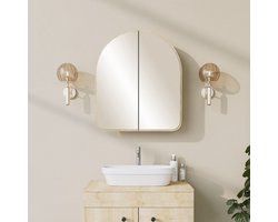 Hope Cabinet Badkamerkast | 100% HARDBOARD | Beige - Emob - Badkamer spiegelkast - Beige - Spiegel; MDF
