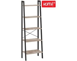 Hoppa! 5-laags ladderkast | Greige/Zwart | Metaal | 56 x 32 x 170 cm (L x D x H)