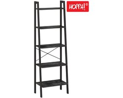 Hoppa! 5-laags ladderkast | Zwart | Metaal | 56 x 32 x 170 cm (L x D x H)
