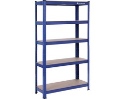 Hoppa! 5-laags stelling, stalen rekken voor opslag, gereedschapsvrije montage, voor garage, schuur, draagvermogen 650 kg, 30 x 75 x 150 cm, blauw
