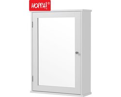 Hoppa! Badkamerkast met Spiegel - Wit - VezelPlaten - 41 x 14 x 60 cm