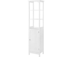 Hoppa! Badkamerkast | Wit | MDF | Modern Design | Ruime Opbergruimte | 40x32x160 cm (BxDxH)