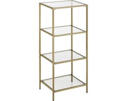 Hoppa! badkamerrek, keukenrek, gemaakt van metaal en gehard glas, eenvoudig te monteren, goudkleurig, 40x30x95 cm (BxDxH)
