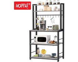 Hoppa! Bakkersrek - Keukenrek - Koffiebar - Magnetronstandaard - 5-laags - 84x40x161 cm (BxDxH) - Greige