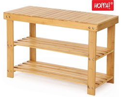 Hoppa! Bamboe Schoenenrek/ Bankje - Bruin - Hout - 71 x 29 x 46 cm (B x D x H)