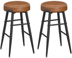 Hoppa! Barkrukken - Karamel - Staal, Hoog-Elastisch Schuim, Pu-Leer, Multiplex - 49,5 x 49,5 x 63 cm (B x D x H)