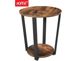 Hoppa! | Bijzettafel | Bruin/Zwart | Metaal | 50 x 50 x 57 cm (L x D x H)