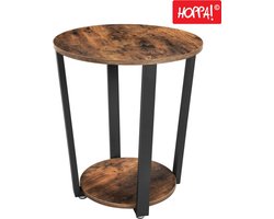 Hoppa! - Bijzettafel - Bruin/Zwart - Metaal - 50 x 50 x 57 cm (L x D x H)