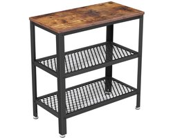 Hoppa! Bijzettafel – Bruin/Zwart – Spaanplaat & Metaal – 60 x 30 x 60 cm