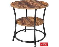Hoppa! | Bijzettafel | Donkerbruin | Industrieel Ontwerp | 56 x 56 x 56 cm (B x D x H)