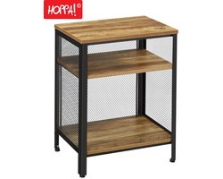 Hoppa! | Bijzettafel | Lichtbruin & Zwart | Mesh & Staal | 49 x 35 x 63 cm (B x D x H)