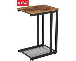 Hoppa! Bijzettafel met Roosterplank - Bruin/Zwart - Metaal - 48 x 35 x 65 cm (B x D x H)