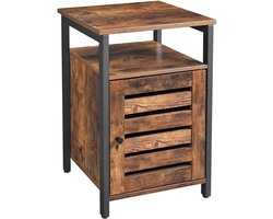 Hoppa! Bijzettafel | Nachtkastje | Bruin/Zwart | Metaal | 40x40x60 cm (H x B x D)