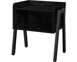 Hoppa! Bijzettafel nachtkastje - Zwart - Hout - 46 x 35 x 52 cm (B x D x H)