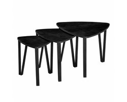 Hoppa! Bijzettafels | Set van 3 | Vintage | Zwart | Ijzer | 58.7 x 58.7 x 45 cm (B x D x H)