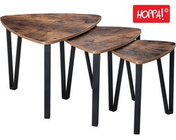 Hoppa! Bijzettafels - Set van 3 - Vintage - Zwart - Metaal - doorsnedes 59, 47 en 37 cm