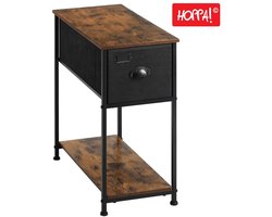 Hoppa! | Bijzettafeltje | Nachtkastje | Bruin/Zwart | Metaal | 30 x 60 x 63 (B x D x H)