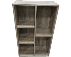 Hoppa! Boekenkast – 5 vakken, Greige, 50 x 24 x 80 cm (B x D x H)