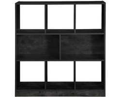 Hoppa! Boekenkast 8 Vakken - Zwart - Hout - 97.5 x 30 x 100 cm (B x D x H)