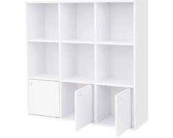 Hoppa! | Boekenkast 9 Vakken | Wit | Hout | 97.5 x 29 x 97.5 cm (B x D x H)