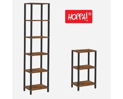 Hoppa! - Boekenkast - Ladderrek - 37 x 27 x 166 cm (B x D x H) - Vintage Bruine Look