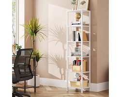Hoppa! Boekenplank - 6-laags hoge boekenkast - Industrieel - Wit - 37 x 27 x 166 cm (L x B x H)