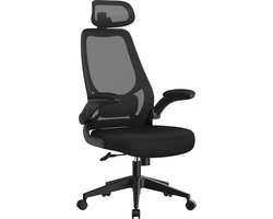 Hoppa! | Bureaustoel | Ergonomische stoel, draaibare zitting, verstelbare armleuningen en hoofdsteun | Zwart
