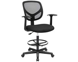 Hoppa! Bureaustoel – ergonomische werkkruk met armleuningen - zithoogte 51,5–71,5 cm - verstelbare voetsteun - belastbaarheid 120 kg - zwart