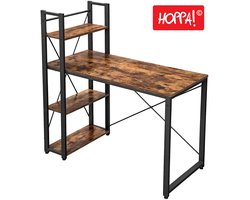 Hoppa! | Computertafel | Spaanplaat/Staal | Bruin/Zwart | 120 x 60 x 120 cm (B x D x H)