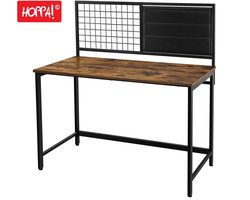 Hoppa! | Computertafel | Staal / Spaanplaat | Bruin/Zwart | 118x60x75/120 cm (B x D x H)