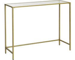 Hoppa! Console tafel. gehard glazen bijzettafel. moderne banktafel. eenvoudig te monteren. verstelbare poten. woonkamer. gang. goudkleurig