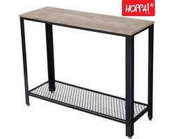 Hoppa! Consoletafel | Bijzettafel | Greige/Zwart | Hout/Ijzer | Vintage | 101,5 x 35 x 80 cm (B x D x H)