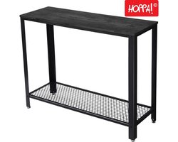 Hoppa! Consoletafel - Bijzettafel - Zwart - Hout/Ijzer - Vintage - 85 x 35 x 80 cm (B x D x H)