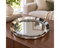 Hoppa! - Dienblad - Dubbelwandig rond - Chroom - 55 x 55 x 5 cm (B x D x H)