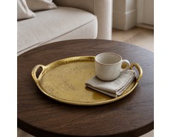 Hoppa! - Dienblad - Rond met Handgrepen - Goud - 32 x 30 x 3 (B x D x H)