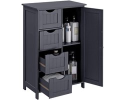 Hoppa! Dressoir badkamerkast, badkamerkast van hout, bijzetkast commode met 4 laden, grijs, 55x30x82 cm (BxDxH)
