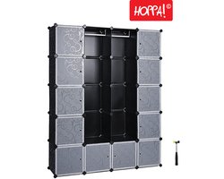 Hoppa! - Garderobekast - Zwart - Metaal/Kunststof - 144 x 37 x 179 cm (B x D x H)