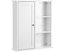 Hoppa! Hangkast met deur en 3 open vakken - wit - MDF - Badkamerkast - Wandkast