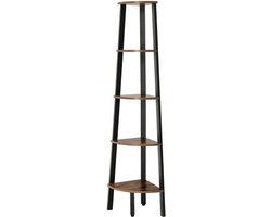 Hoppa! Hoekkast 5 Laags - Bruin/Zwart - Metaal - 34 x 34 x 159 cm