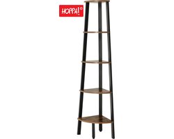 Hoppa! - Hoekkast 5-laags - Bruin/Zwart - Metaal - 34 x 34 x 159 cm (B x D x H)