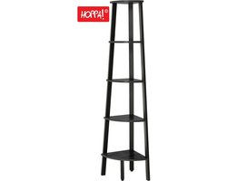 Hoppa! | Hoekkast 5-laags | Zwart | Metaal | 34 x 34 x 159 cm (B x D x H)