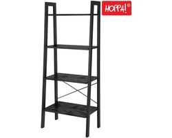 Hoppa! | Industriële Wandkast | Zwart | Metaal/Zwart | 56 x 34 x 137,5 cm (B x D x H)