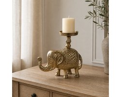 Hoppa! - Kaarsenhouder - Olifant - Goud - 22 x 10 x 22 (B x D x H)