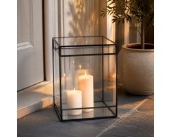 Hoppa! - Kas-Lantaarn - Glazen - Zwart/Transparant - 25 x 25 x 31 (B x D x H)