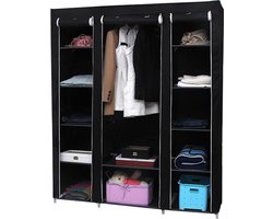 Hoppa! - Kledingkast met stofkap - Zwart - stof - 150 x 45 x 175 cm (b x d x h)