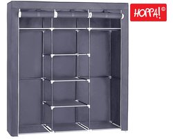 Hoppa! Kledingkast XXL | Legplanken en Kledingstang | Opvouwbaar en Ruim | 151 x 46 x 176 cm (B x D x H)