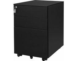 Hoppa! - Ladeblok - Rolcontainer - Nachtkastje - Op Wielen - Verrijdbare archiefkast - Zwart - Staal - 39x45x55 cm (BxDxH)