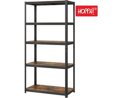 Hoppa! | Magazijnstelling - Opbergrek | 100x51x201 cm (B x D x H) | Bruin/Zwart